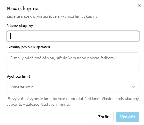 New group dialog