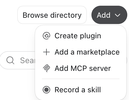 ChatGPT: nabídka Add MCP server v nastavení Plugins