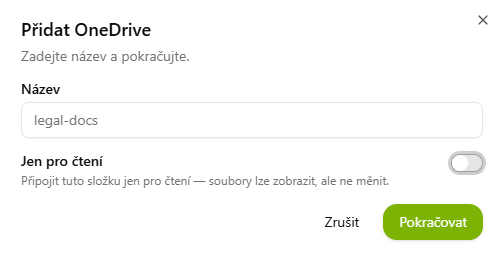 Adding OneDrive with the Read-only option
