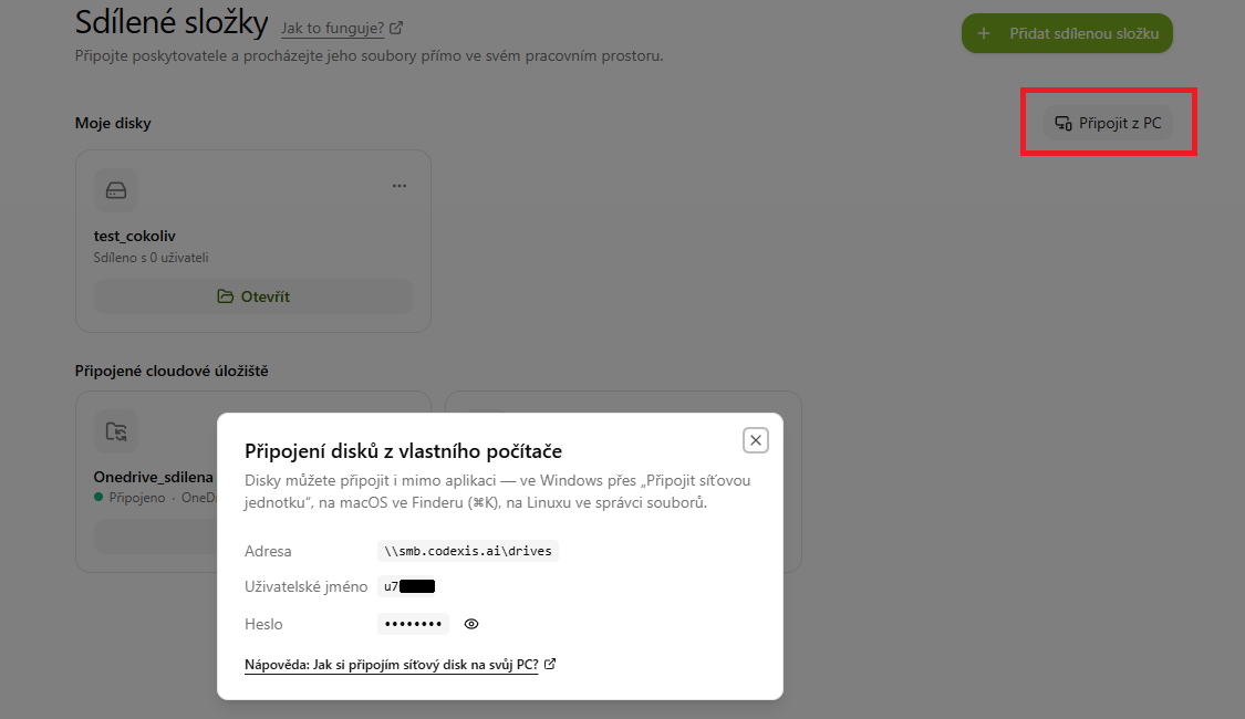 Connect from PC: address and login credentials