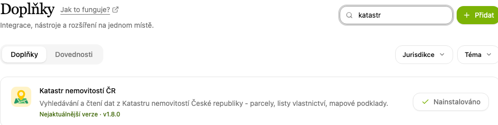 Doplňky, položka Katastr nemovitostí ČR