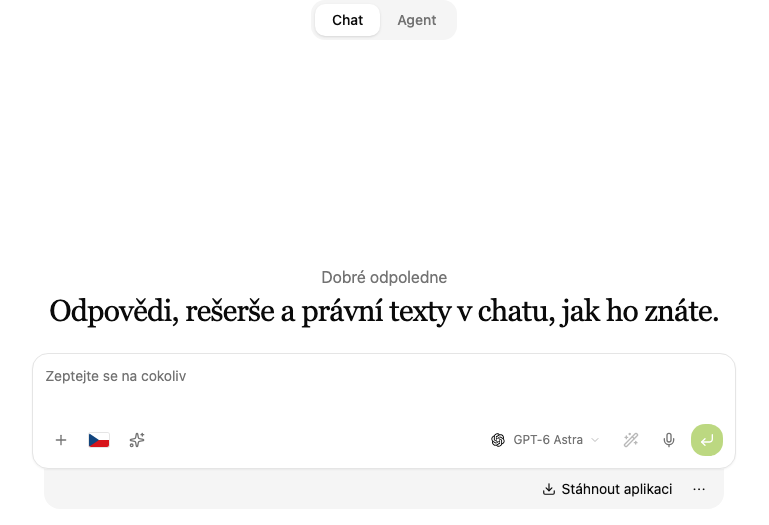 Režim Chat se zadávacím polem a lištou nástrojů.