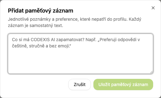 Nový paměťový záznam