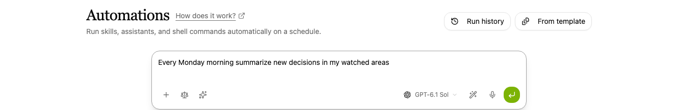 The prompt for a new automation