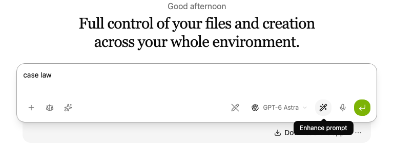 The Enhance prompt button