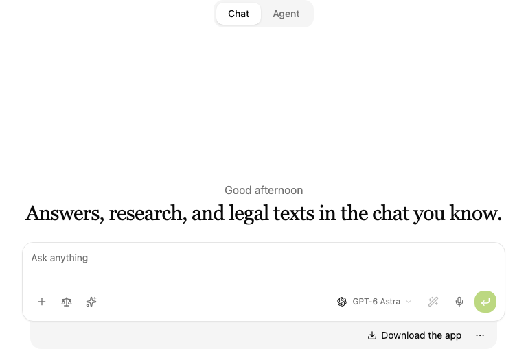 Chat mode with the input field and its toolbar.