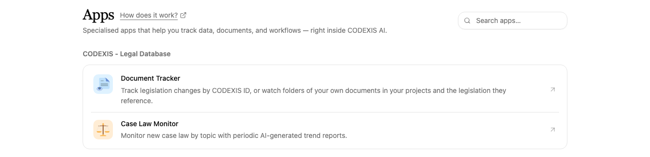 Overview of apps grouped by plugin