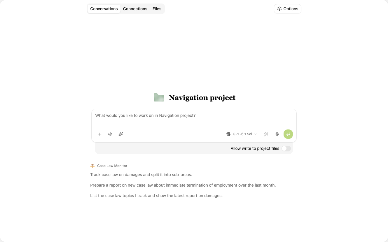 Project conversations and the input for a new request.