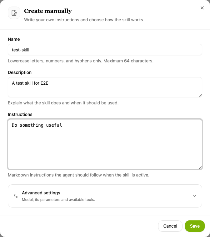 Create manually