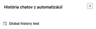 Panel História chatov z automatizácií so zoznamom chatov