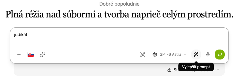 Tlačidlo Vylepšiť prompt
