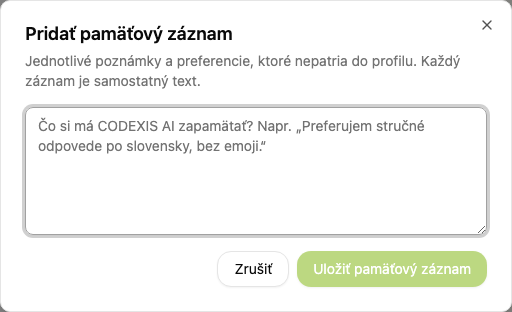 Nový pamäťový záznam
